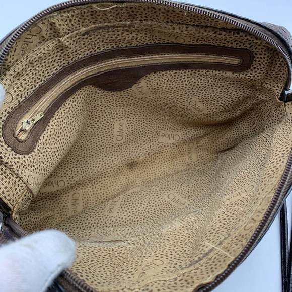 CHLOE Vintage Brown Embossed Leather Shoulder Messenger Bag - Picture 6 of 7